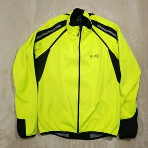 Gore Bike Wear Cycling Jacket Mens Medium Neon Yellow Windstopper Softshell